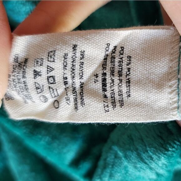 Free people Milan Sea crushed velvet emerald Green baggy sleeve  drape top - Picture 7 of 8